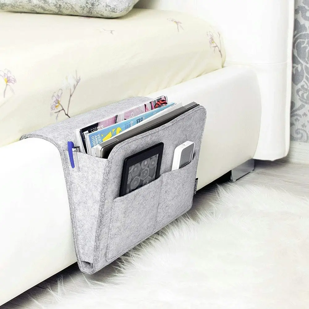 Soft Felt Bed Hanging Storage/Organizer with Pockets, Magazine Phone Tablet Tissue Holder