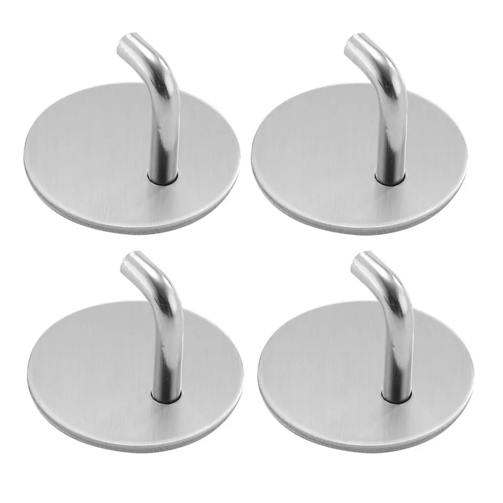 4 pack Stainless Steel Self Adhesive Hook Punch Free Kitchen Bathroom Hanger