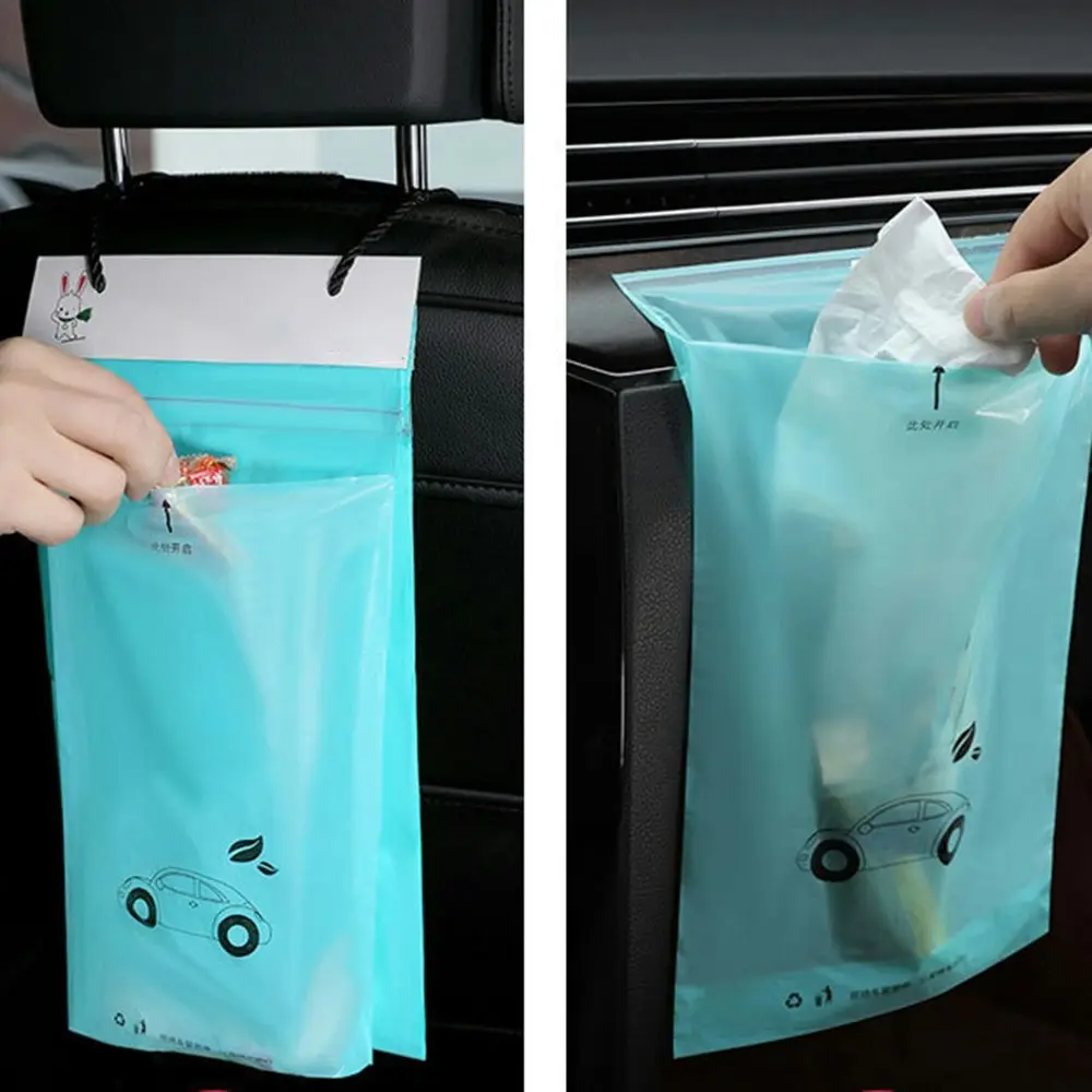 50pcs Disposable Hanging Self-Adhesive Car Trash Bag Garbage Bin