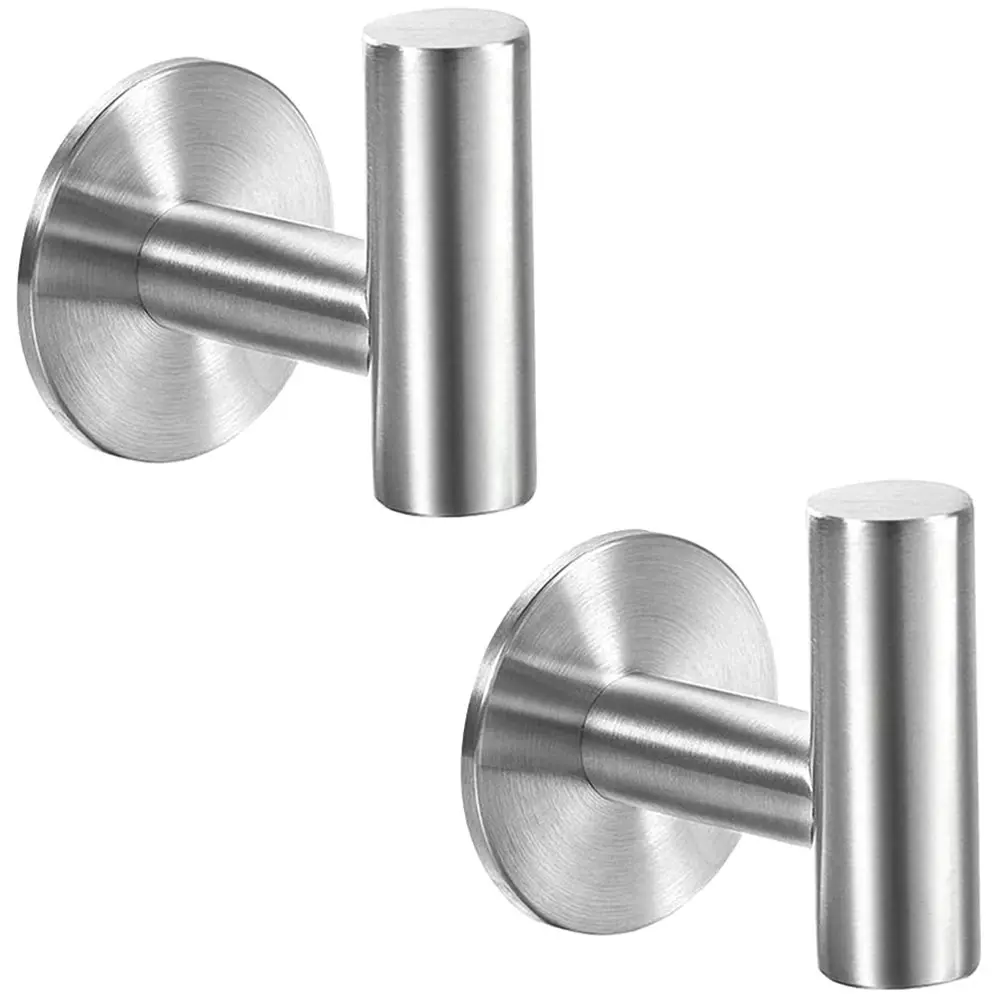 2 Pack Self Adhesive Towel Coat Hook Stainless Steel Waterproof Clothes Holder