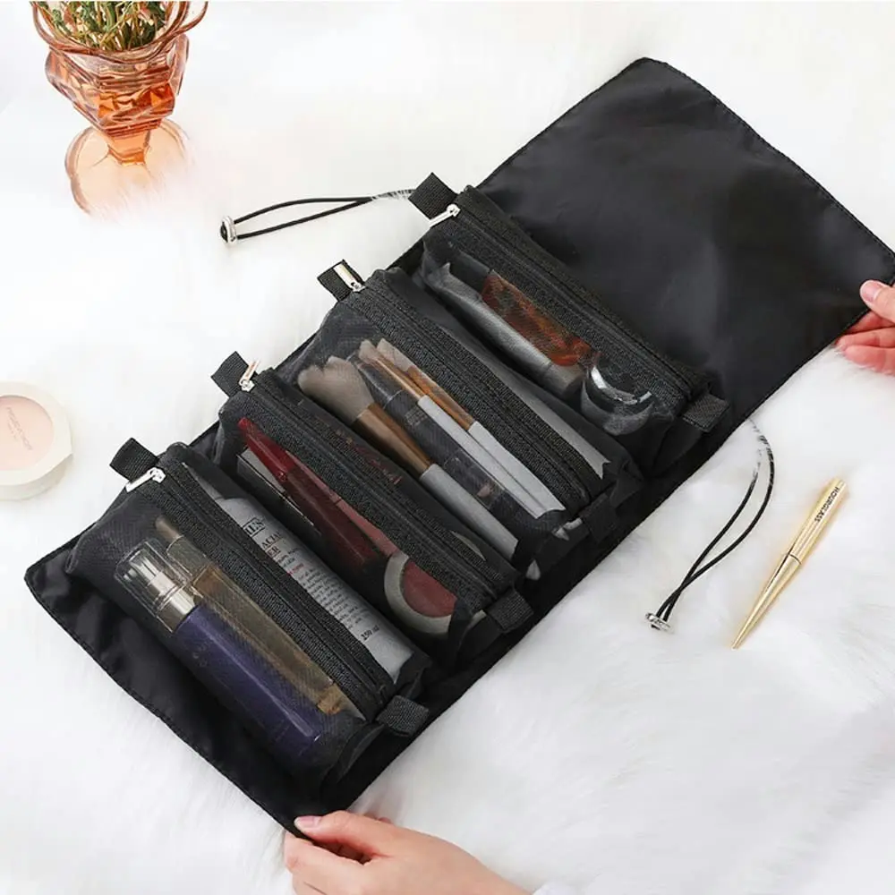 4-in-1 Hanging Toiletry Bag Travel Toiletries Foldable Compact Cosmetic Kit