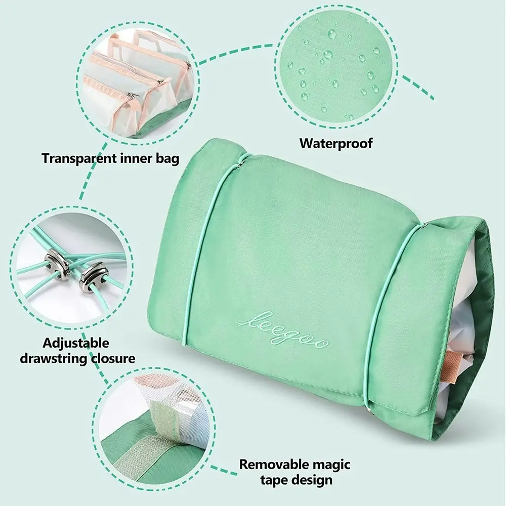 4-in-1 Hanging Toiletry Bag Travel Toiletries Foldable Compact Cosmetic Kit