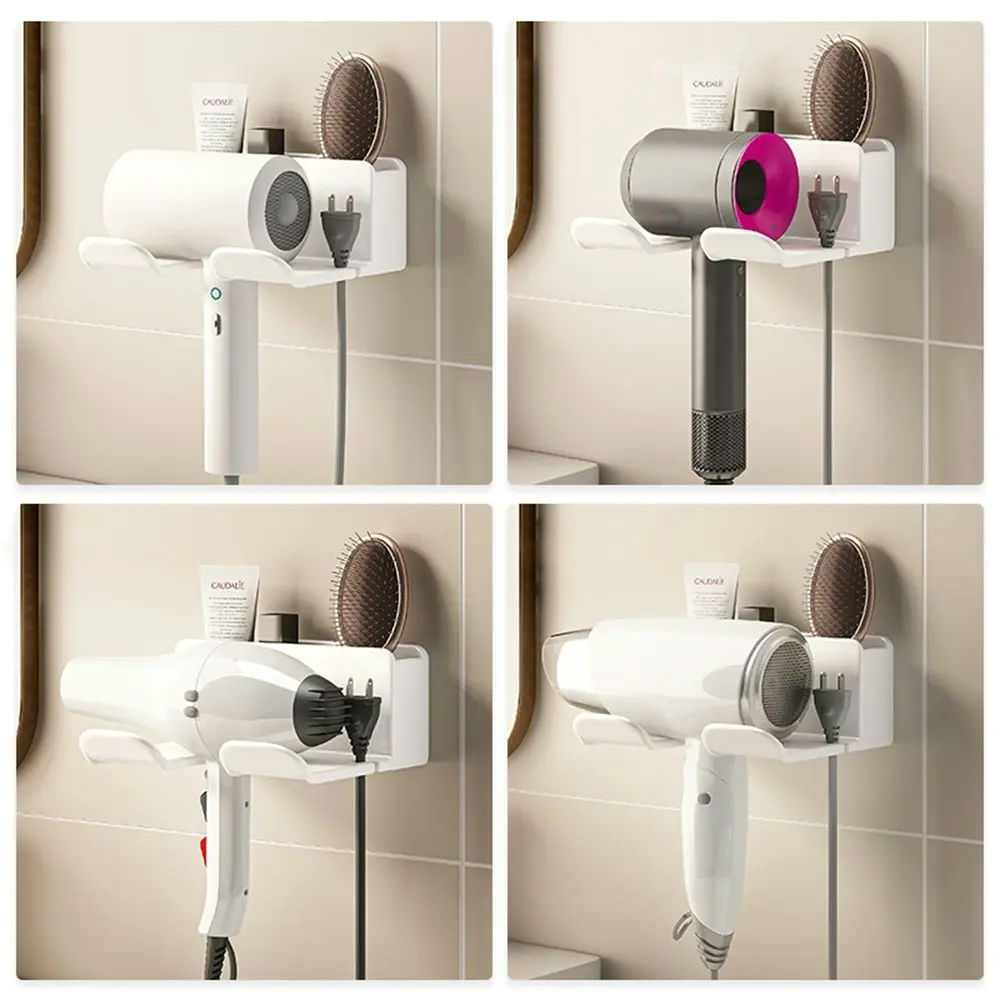 Bathroom Multifunctional Hair Care Tools Holder Wall Mount Hair Dryer Holder