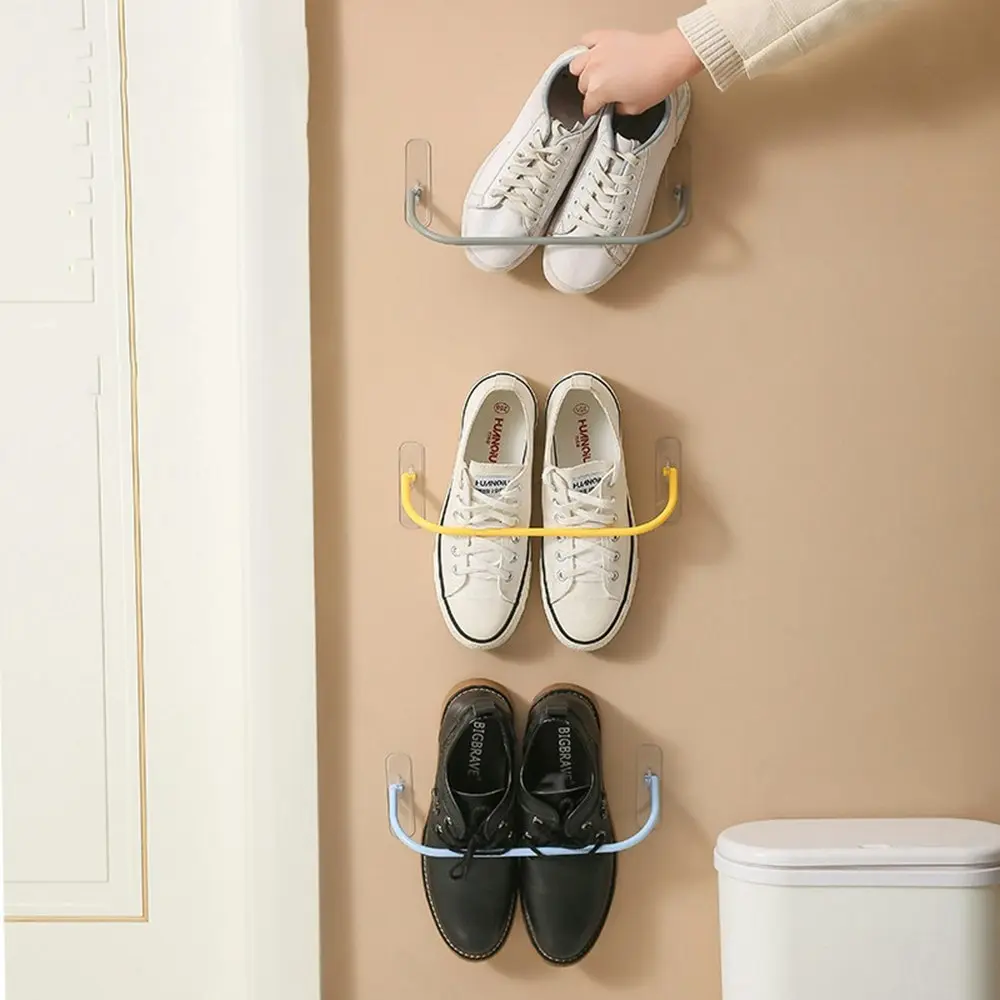 4 Pack Hanging Plastic Shoe Rack Wall Mount Shoes Organizer Shoe Holder