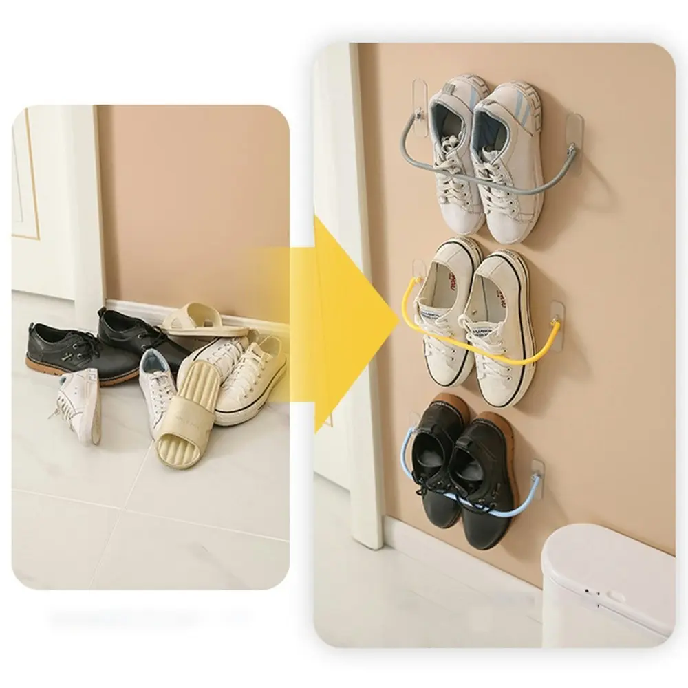 4 Pack Hanging Plastic Shoe Rack Wall Mount Shoes Organizer Shoe Holder