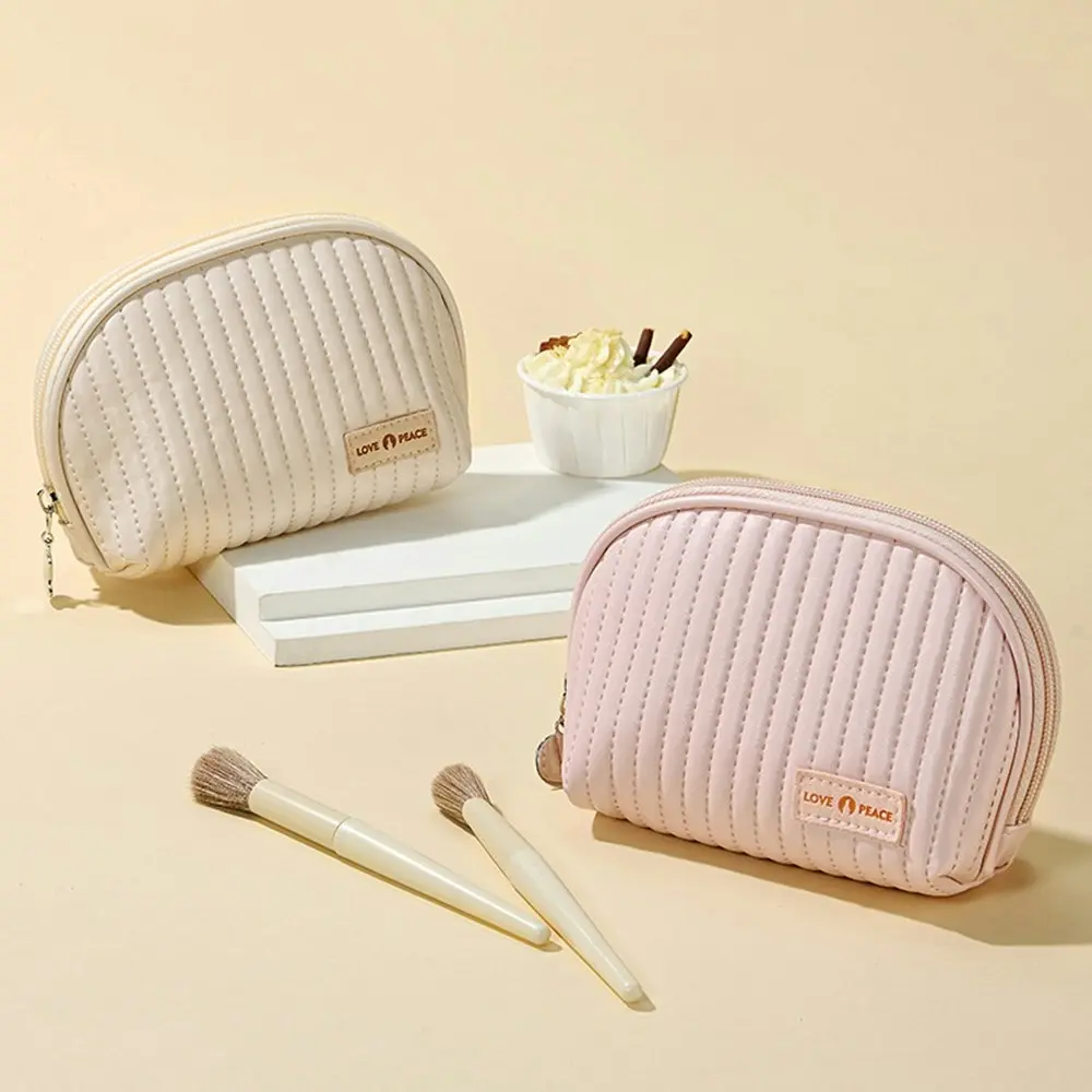 2 Pack Semicircle Women's Cake Cosmetic Storage Bag Travel Makeup Bag