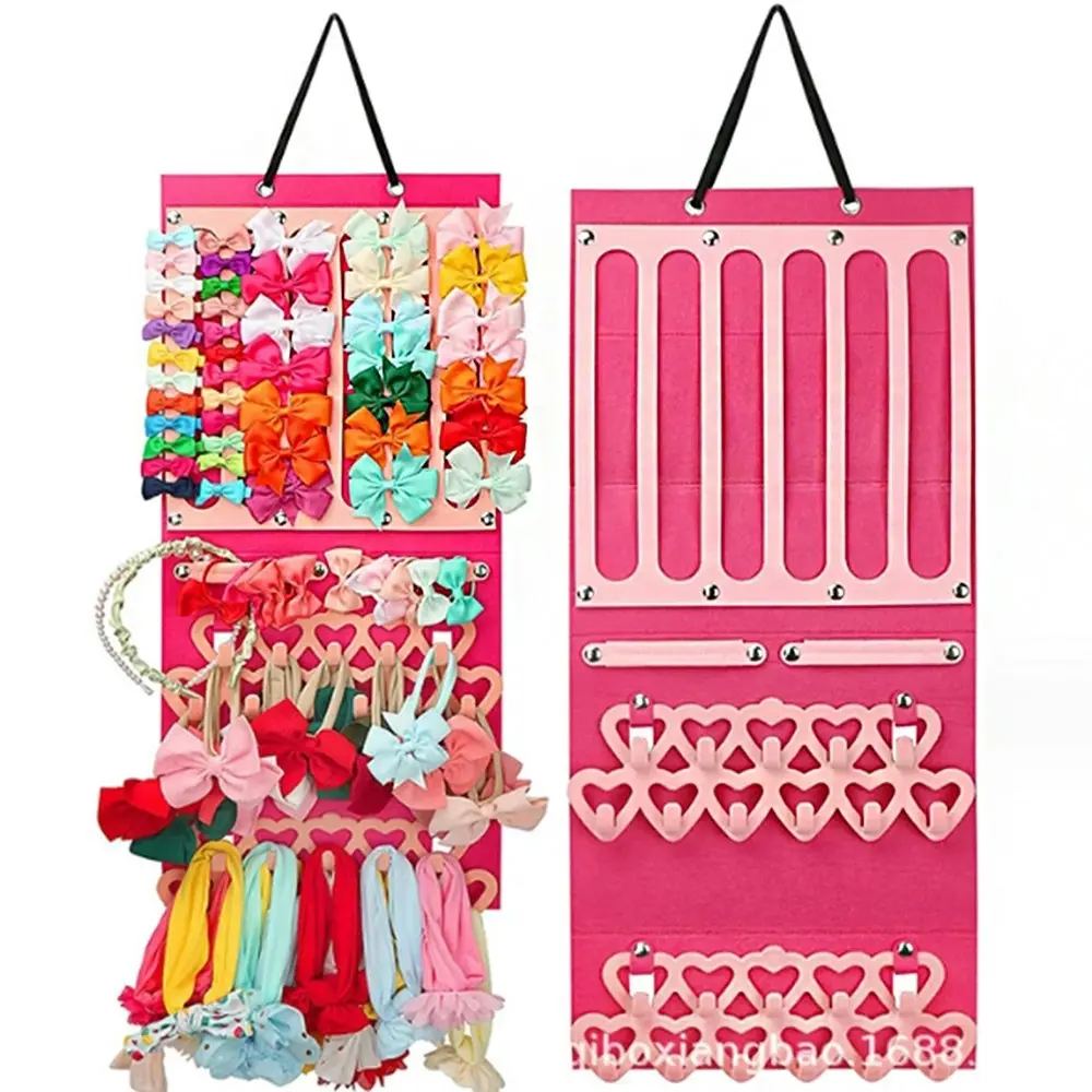 Portable Headwear Storage Hanging Bag Felt Jewelry Hanging Organizer Bag