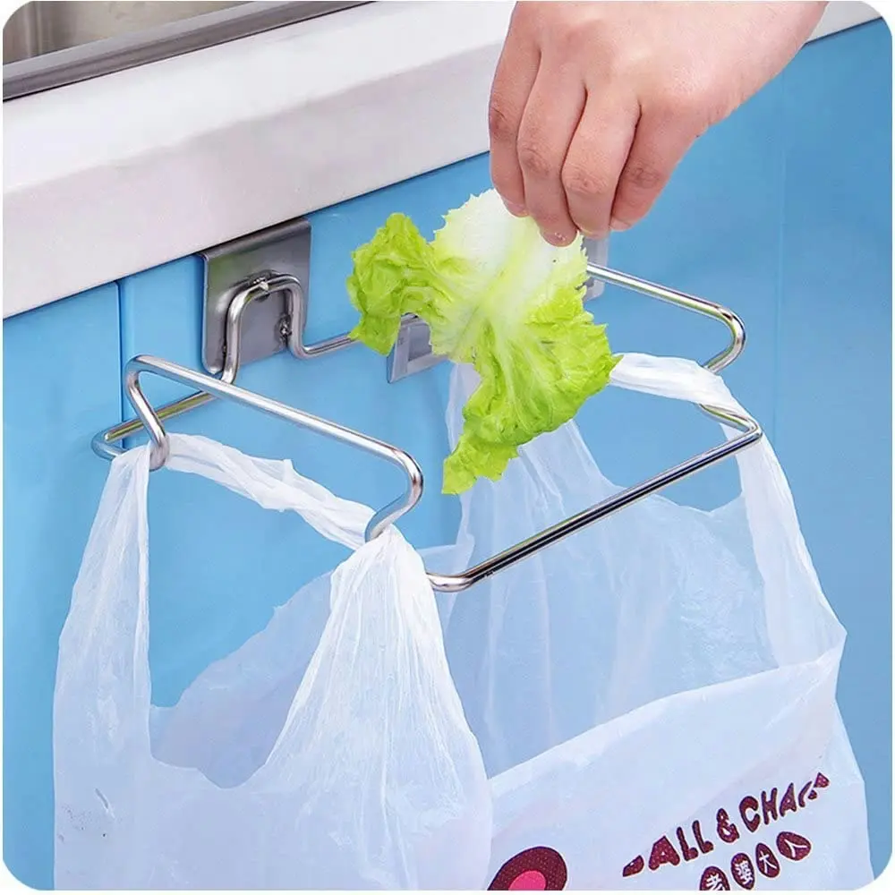 Large Stainless Steel Trash Bag Holder for Kitchen Cabinets Doors and Cupboards