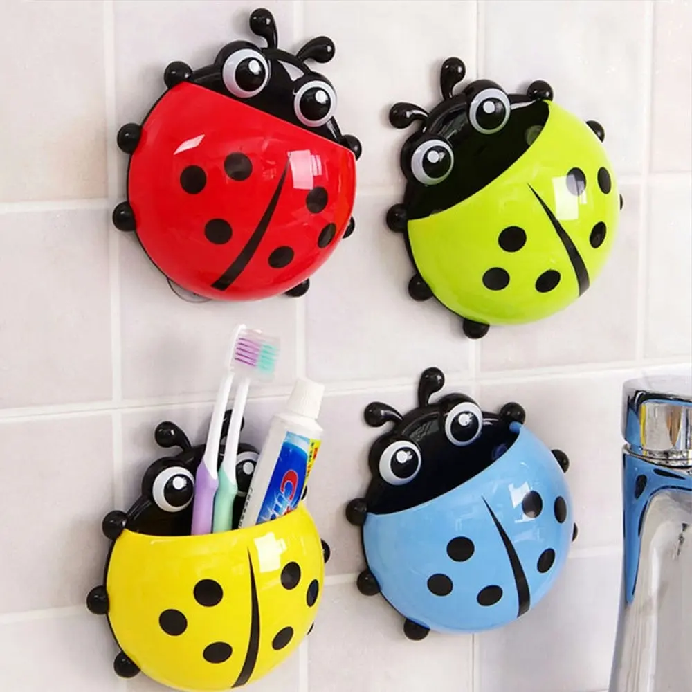 4 Pack Kids Toothbrush Holders Cute Seven-Star Ladybug Toothbrush Holder