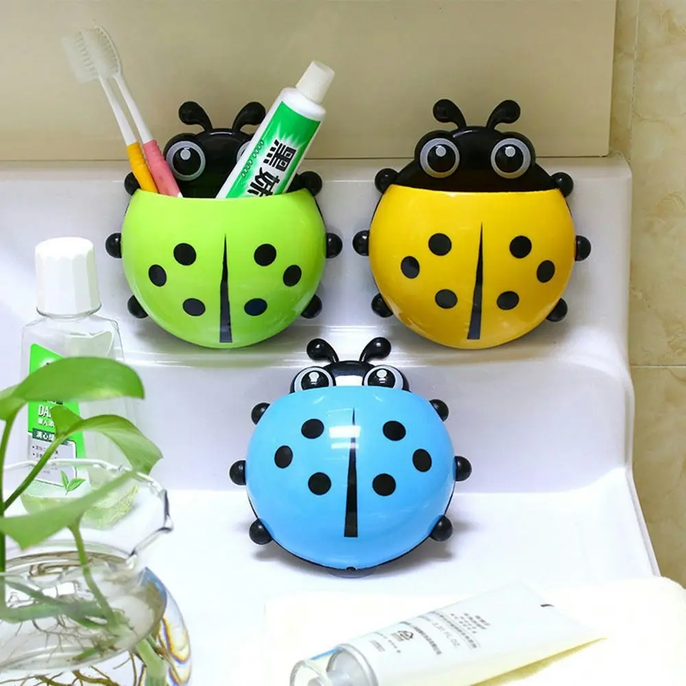 4 Pack Kids Toothbrush Holders Cute Seven-Star Ladybug Toothbrush Holder