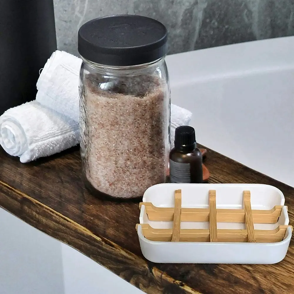 2 Pack Removable Bamboo Fiber Soap Holder And Soap Dish Combination