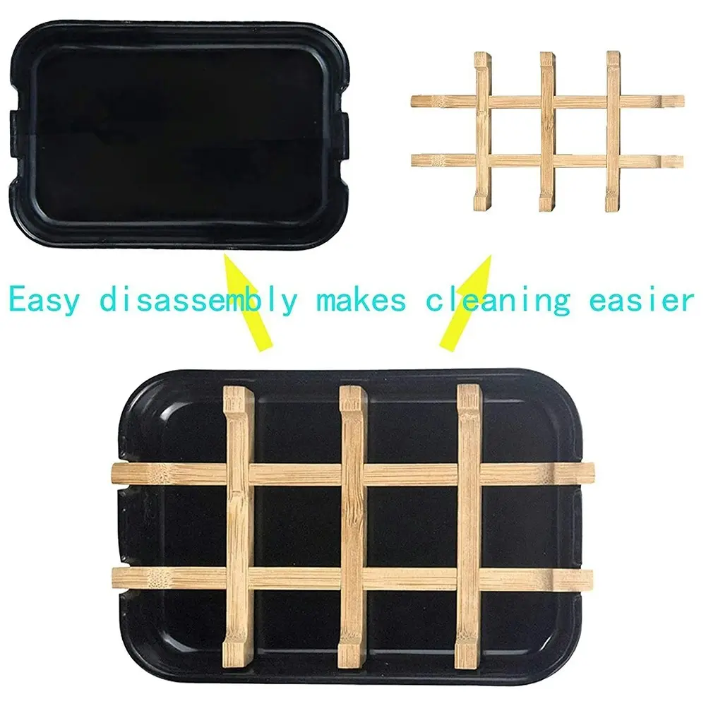 2 Pack Removable Bamboo Fiber Soap Holder And Soap Dish Combination