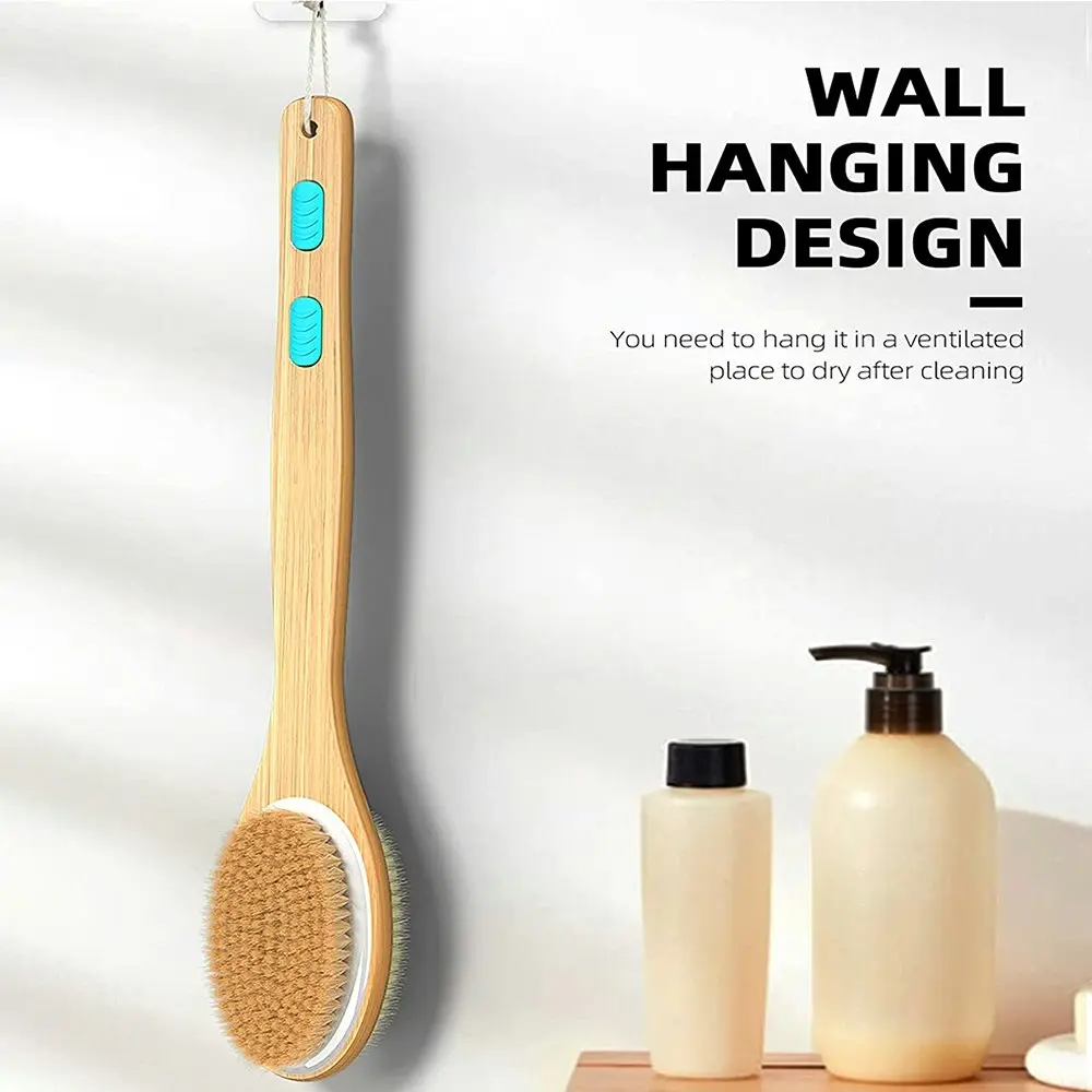 Silicone Non-Slip Shower Brush Double-Sided Massage Brush Long Handle Bath Brush