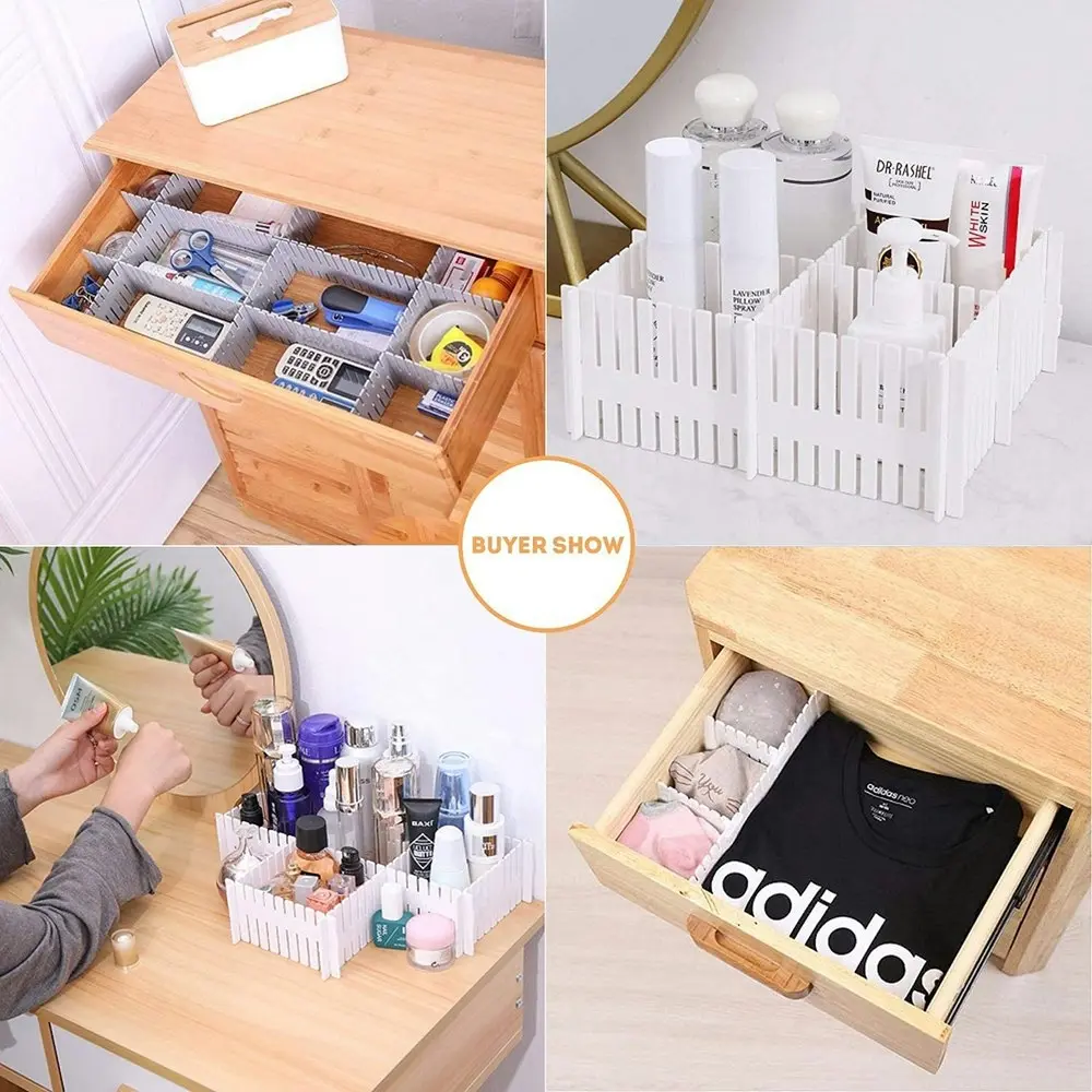 4Pcs Drawer Organizer Divider Adjustable Storage cabinet Combination Partition