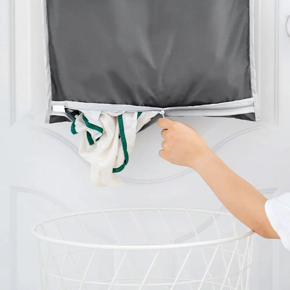 2 Pcs Wall-Hanging Laundry Hamper Storage Bag Laundry Basket With Zipper