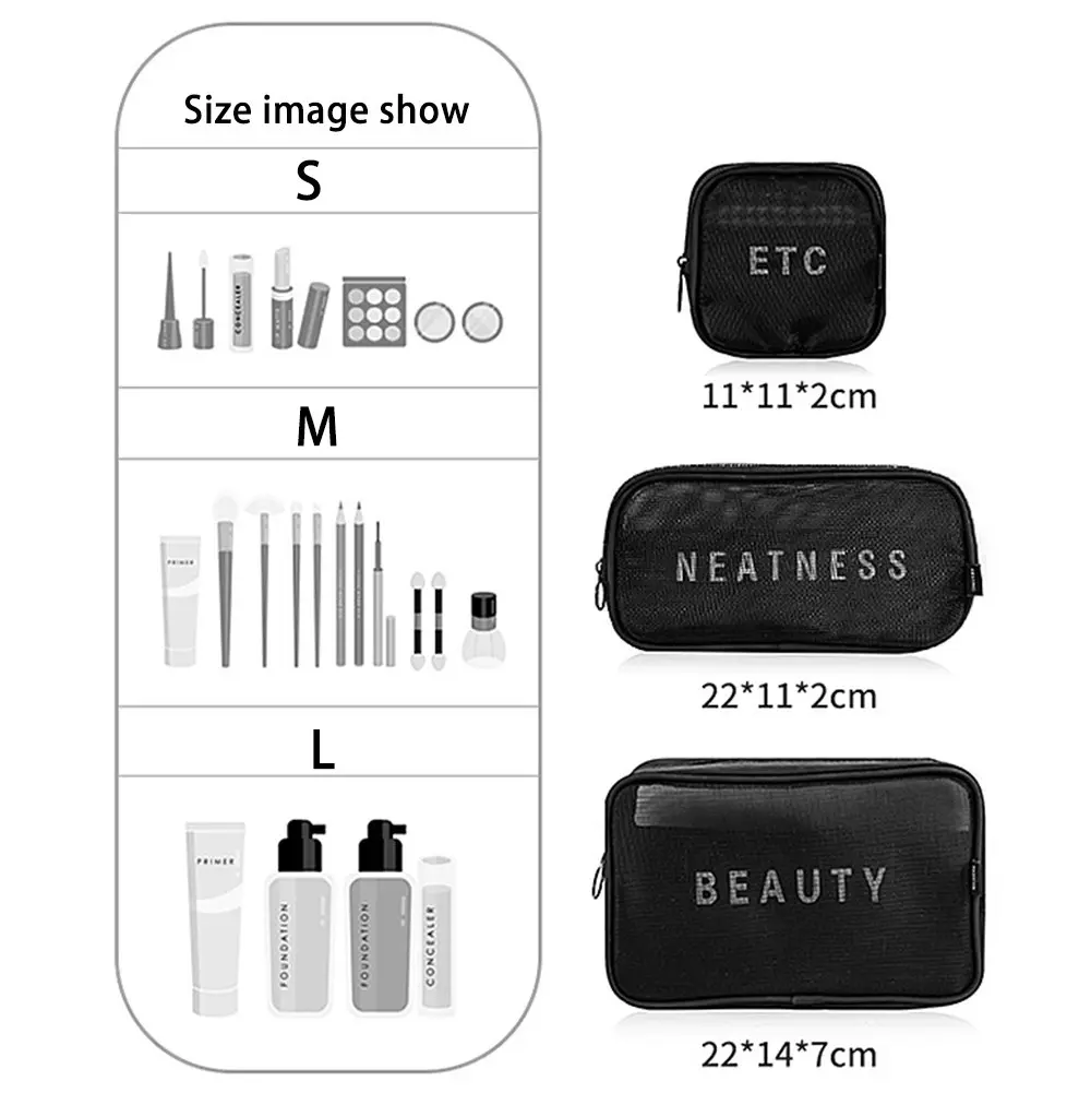 3 Pcs Makeup Bag Toiletry Bag Portable Cosmetic Pouch Travel Organizer For Women