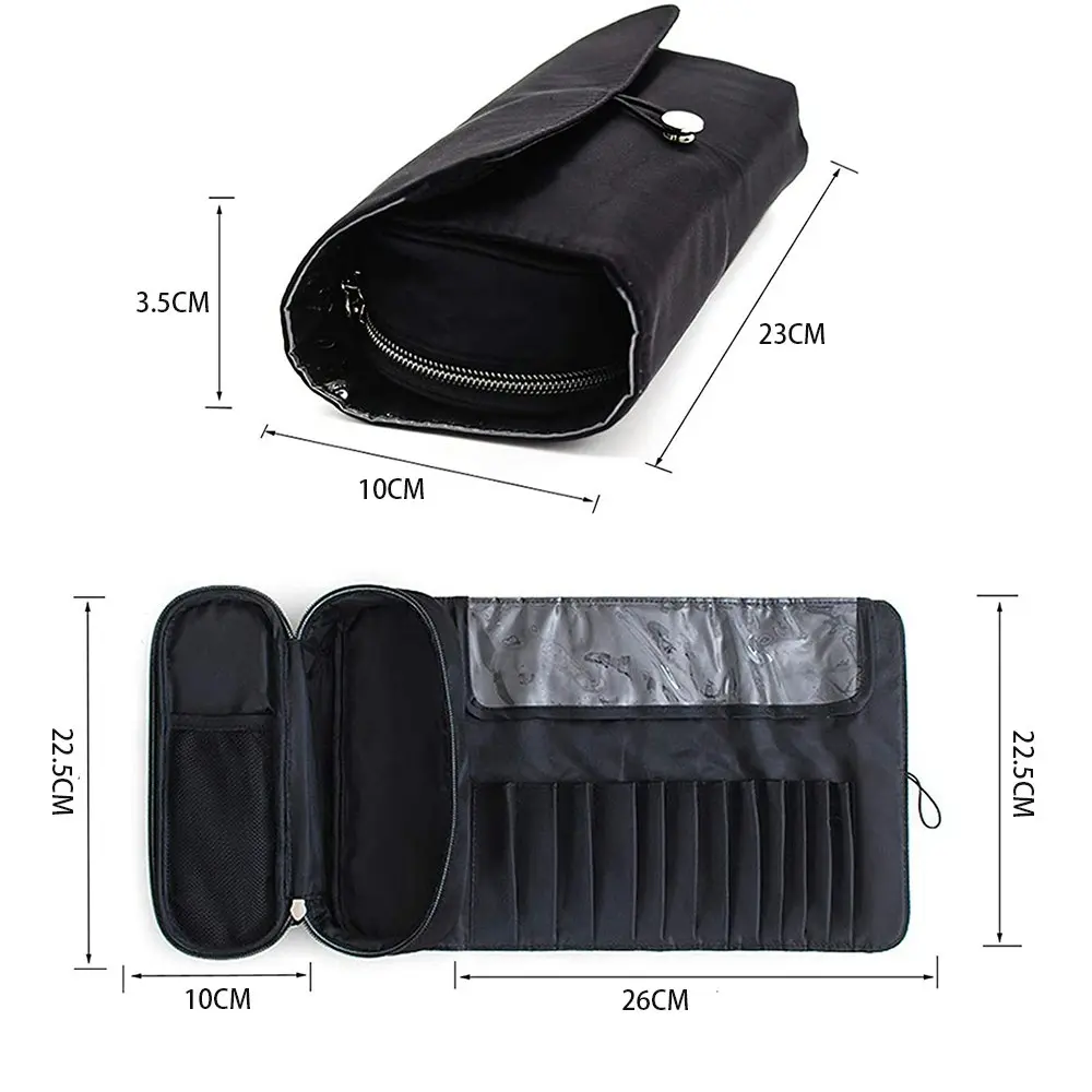 Portable Makeup Brush Organizer Makeup Brush Bag For Travel Can Hold 20+ Brushes-Black