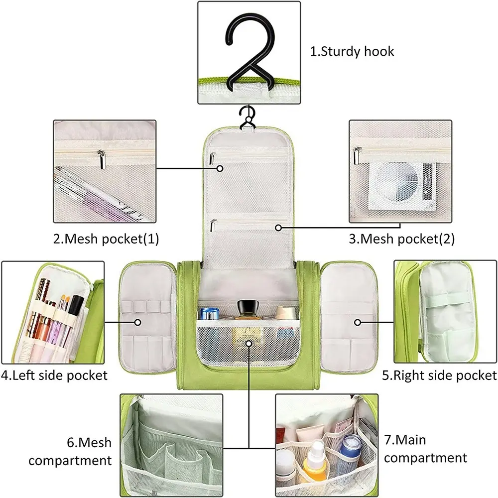 Multi-Compartment Hanging Waterproof Toiletry Bag Travel Organizer