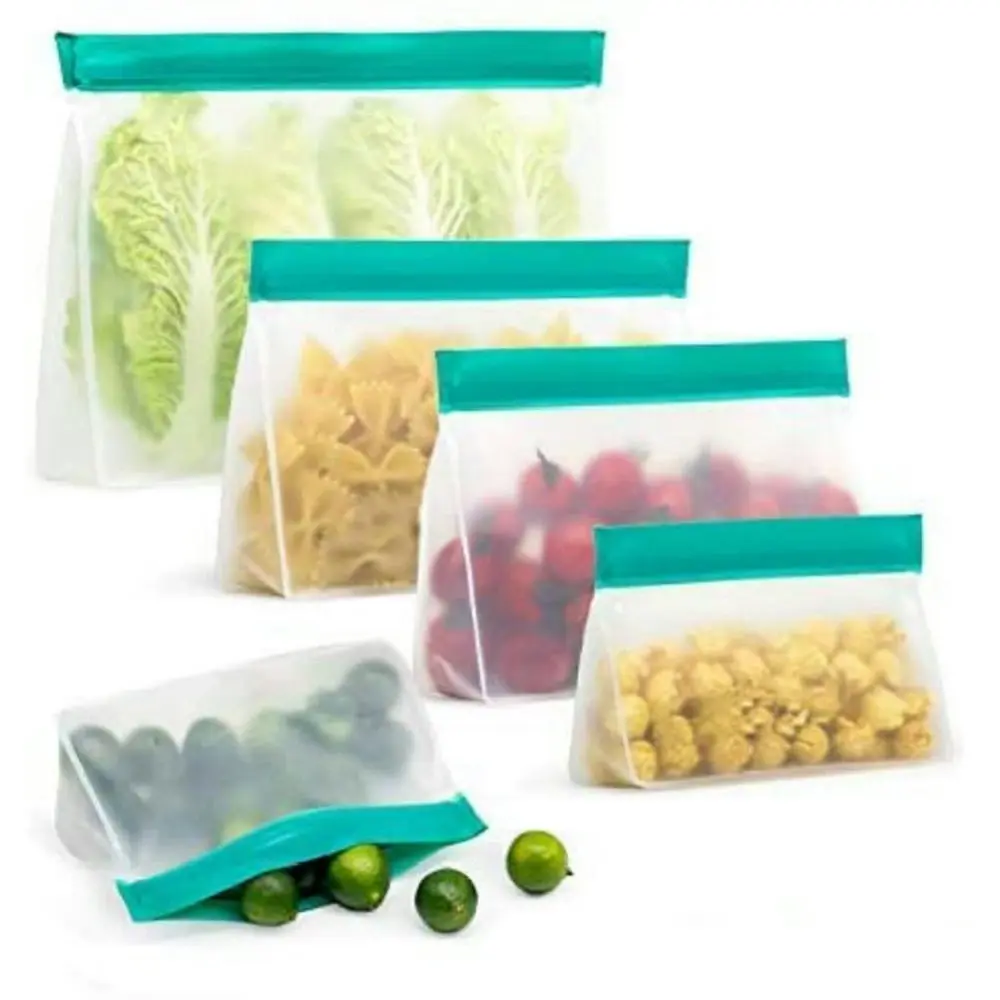 6 pack Reusable Ziplock Leakproof Snack Bags Freezing Bag Vegetable Fresh Bag