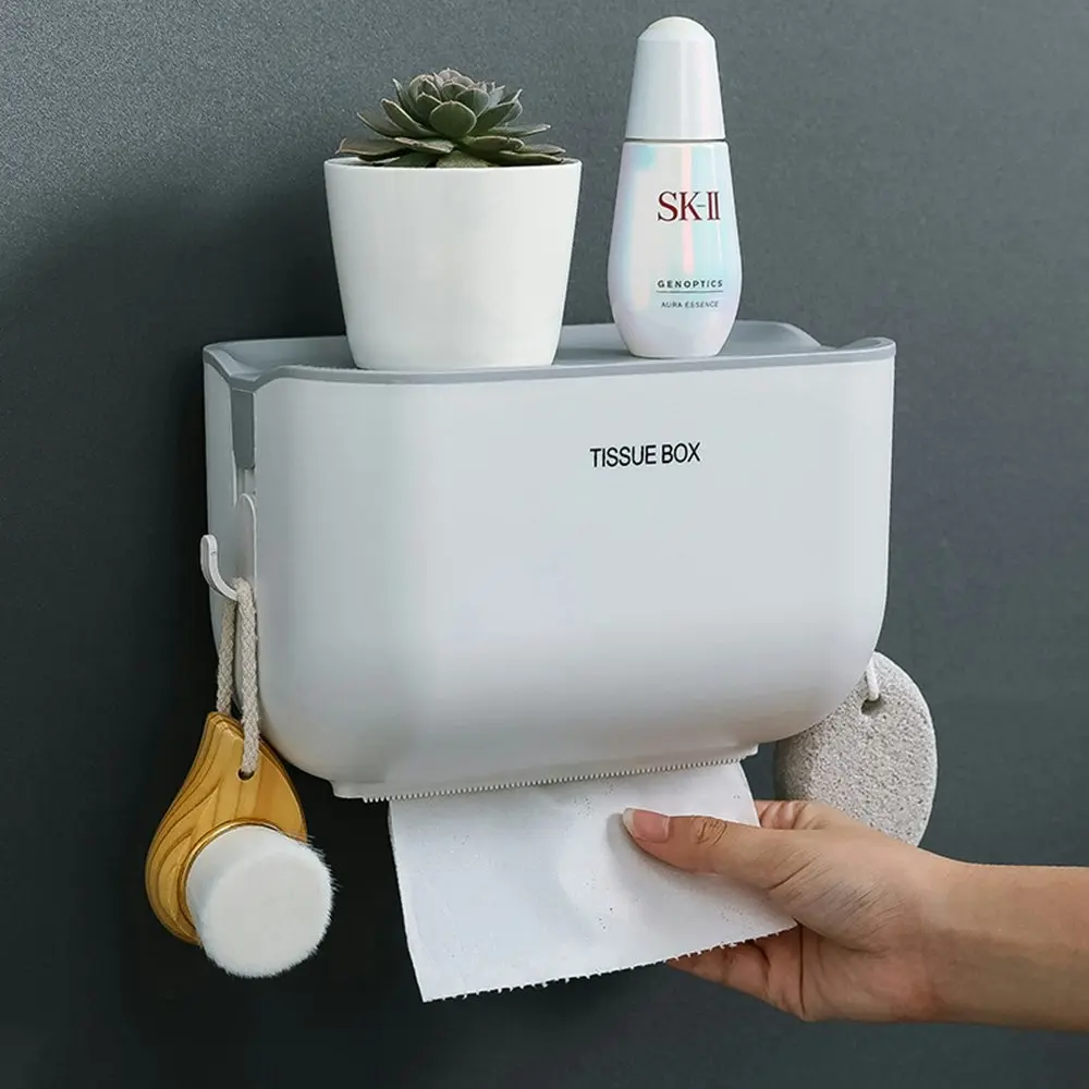 Wall Mount Toilet Paper Holder Shelf Waterproof Roll Paper Towel Holder