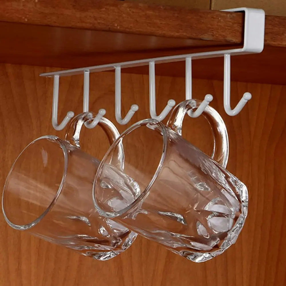 2pcs under cabinet closet mug hooks without drilling