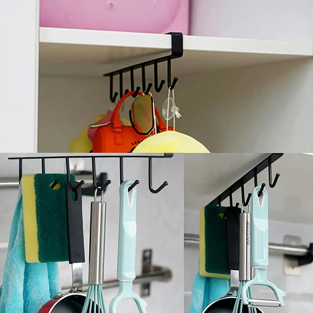 2pcs under cabinet closet mug hooks without drilling