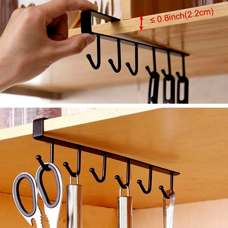 2pcs under cabinet closet mug hooks without drilling