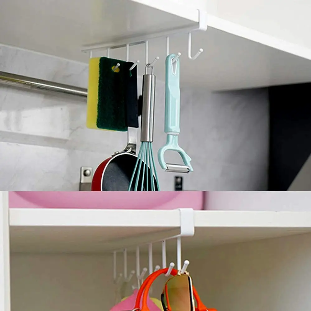 2pcs under cabinet closet mug hooks without drilling