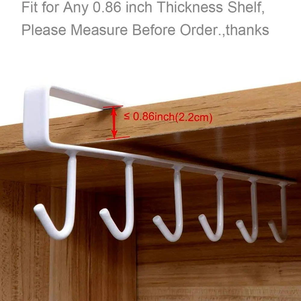 2pcs under cabinet closet mug hooks without drilling