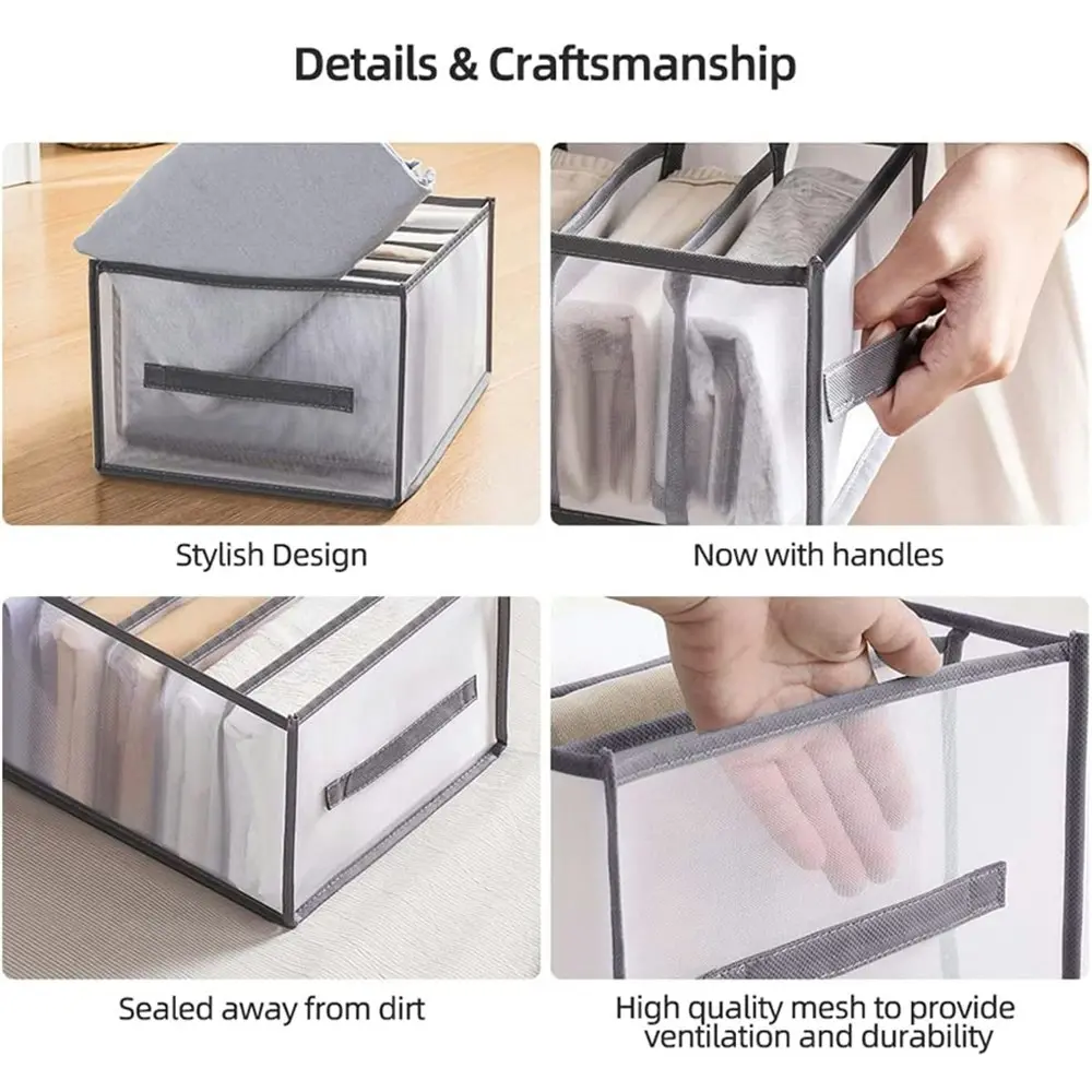 2 Pack 9 Grids Jeans Compartment Storage Box Closet Drawer Mesh Pants Organizer