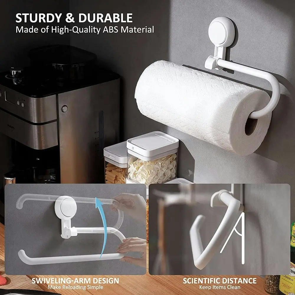 Wall Mount Towel Rack Suction Cup Paper Towel Holder for Kitchen Paper Roll