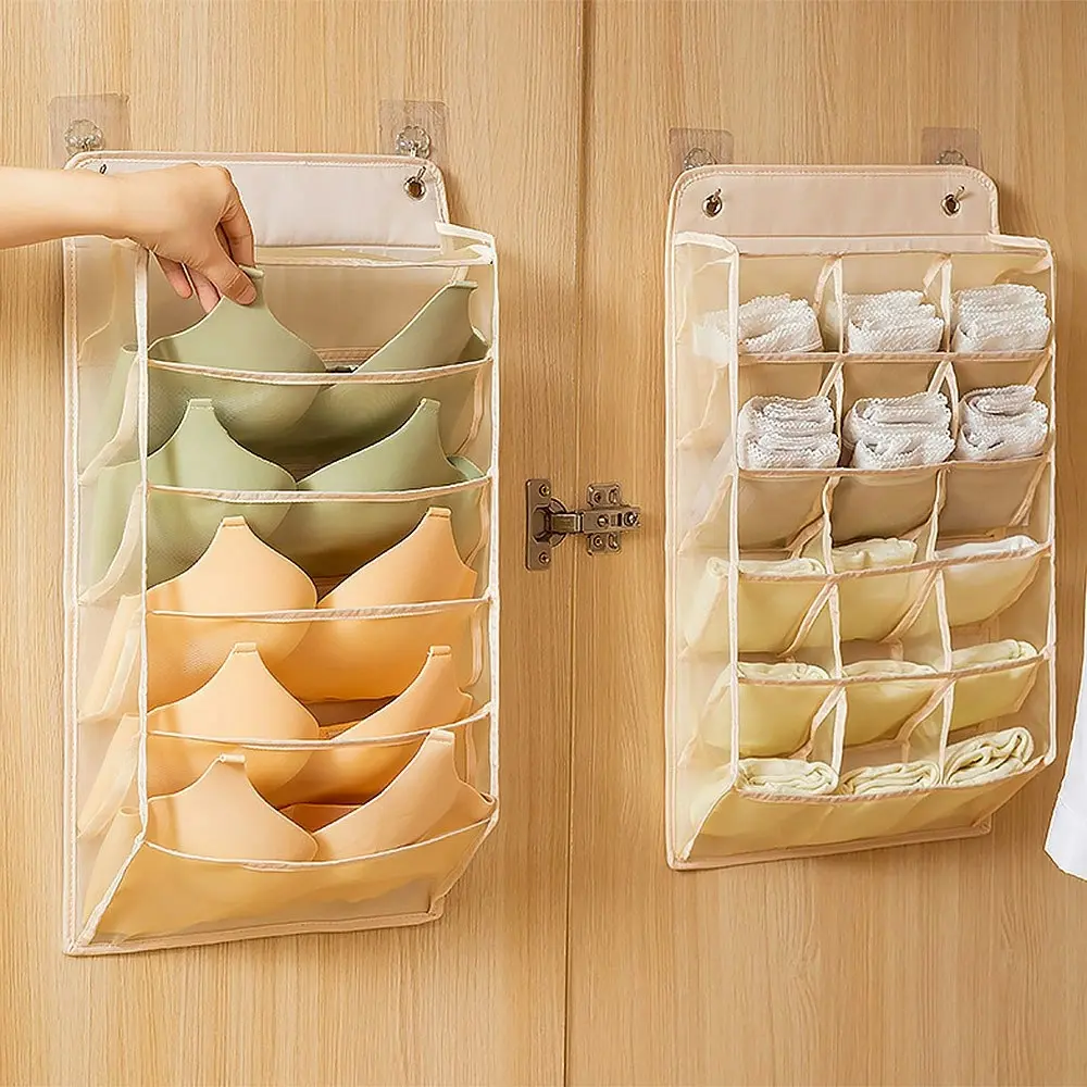 2pcs Closet Hanging Organizer Hanging Bra Organizer Wall Wardrobe Storage Bag