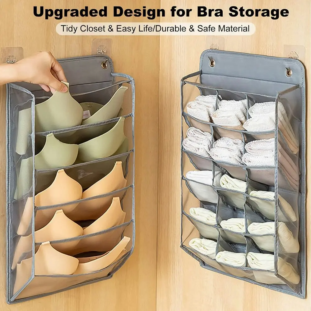 2pcs Closet Hanging Organizer Hanging Bra Organizer Wall Wardrobe Storage Bag