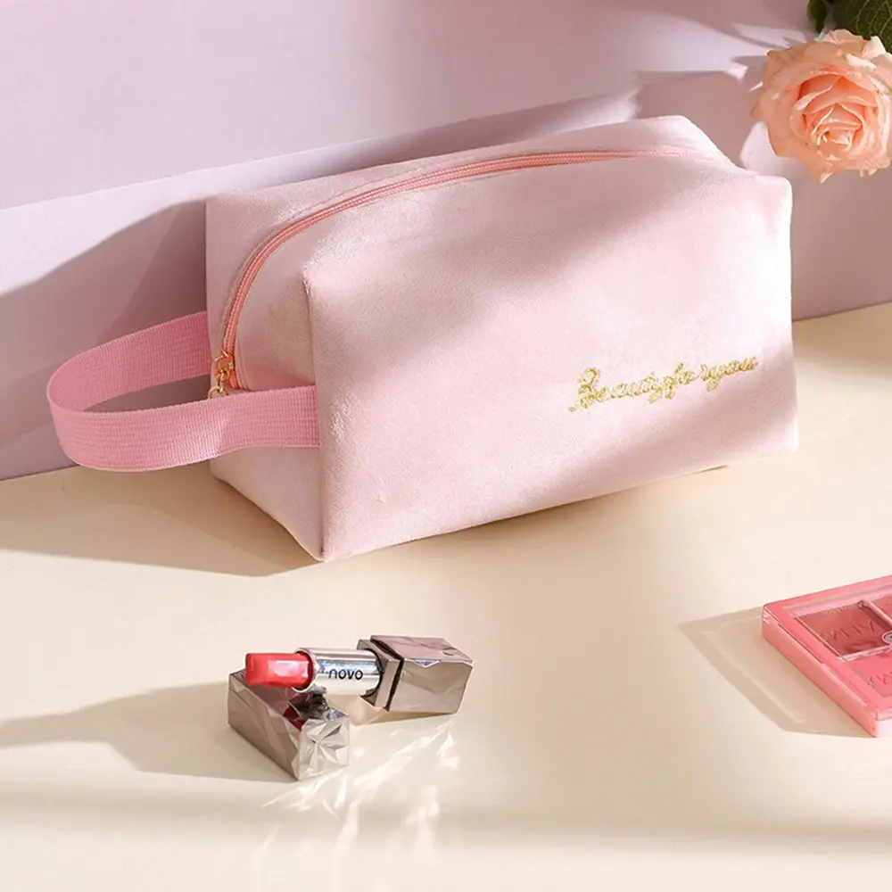 4Pcs Soft Velvet Women Cosmetic Bag Travel Storage Organizer Toiletry Wash Bag