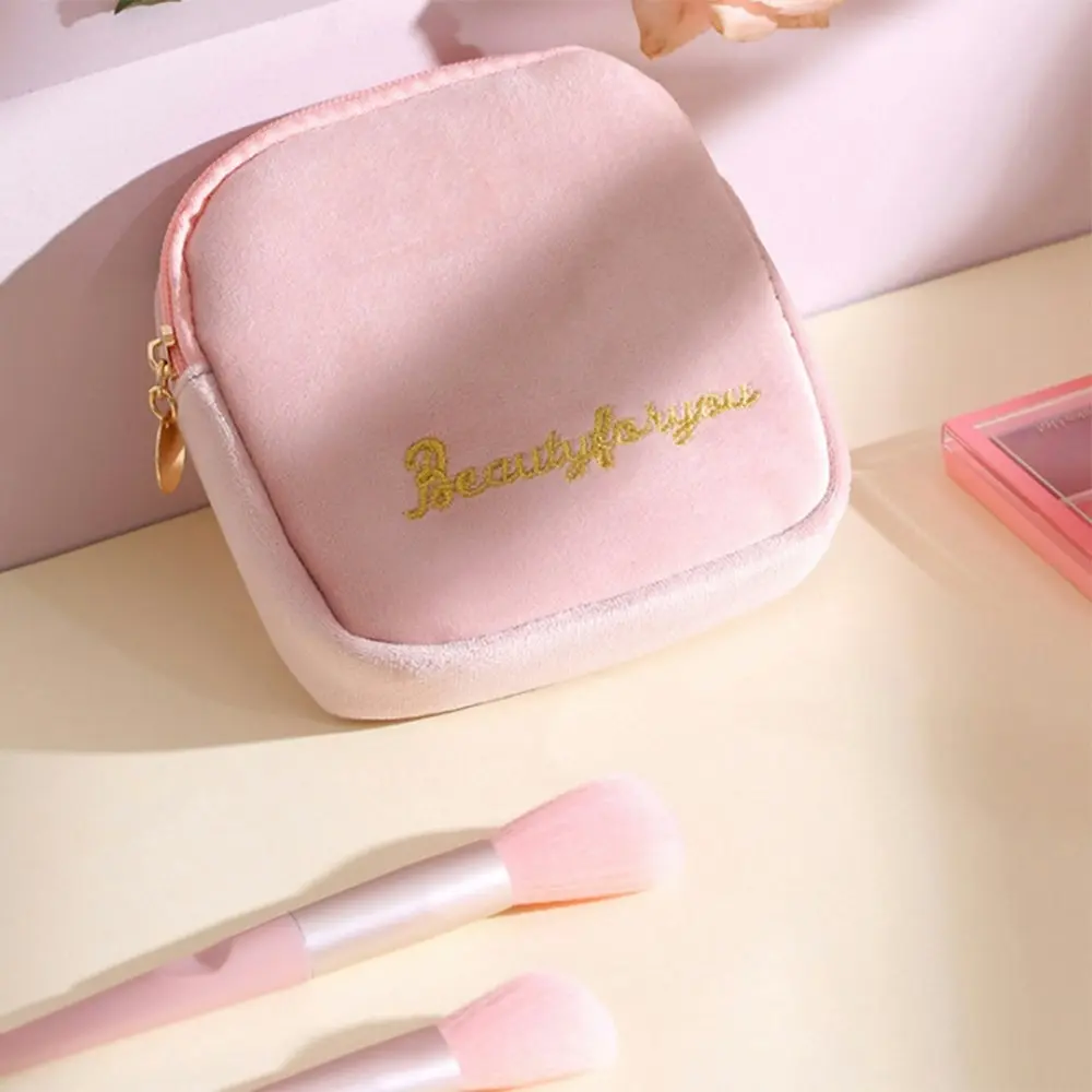 4Pcs Soft Velvet Women Cosmetic Bag Travel Storage Organizer Toiletry Wash Bag