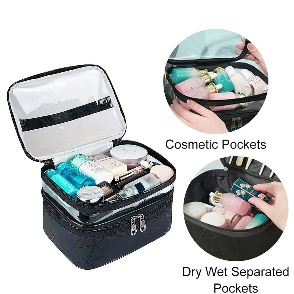 Double Layer Waterproof Travel Makeup Bag Toiletry Bags