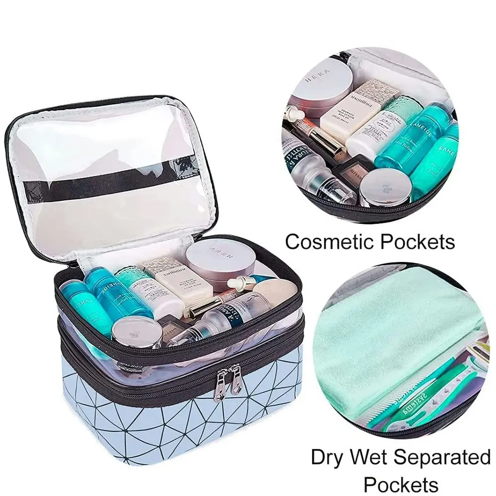 Double Layer Waterproof Travel Makeup Bag Toiletry Bags