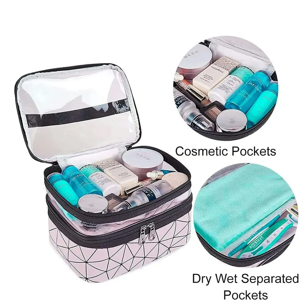 Double Layer Waterproof Travel Makeup Bag Toiletry Bags