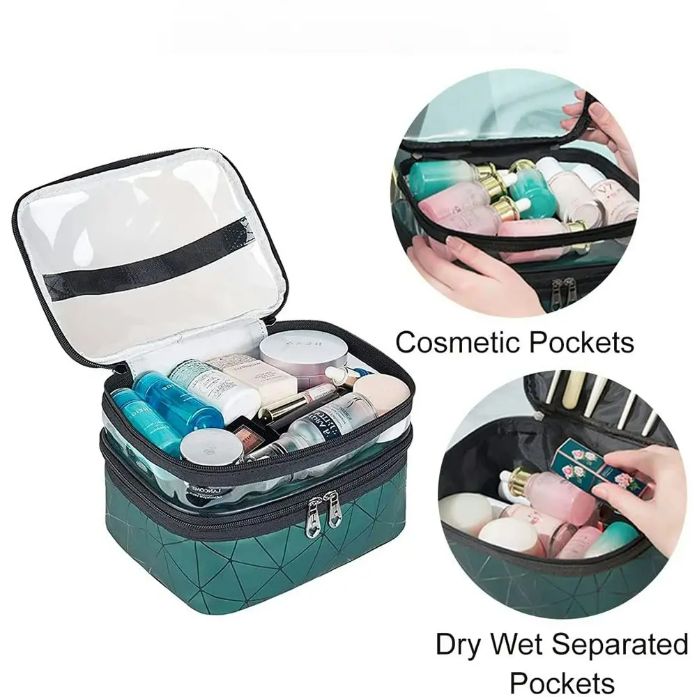 Double Layer Waterproof Travel Makeup Bag Toiletry Bags