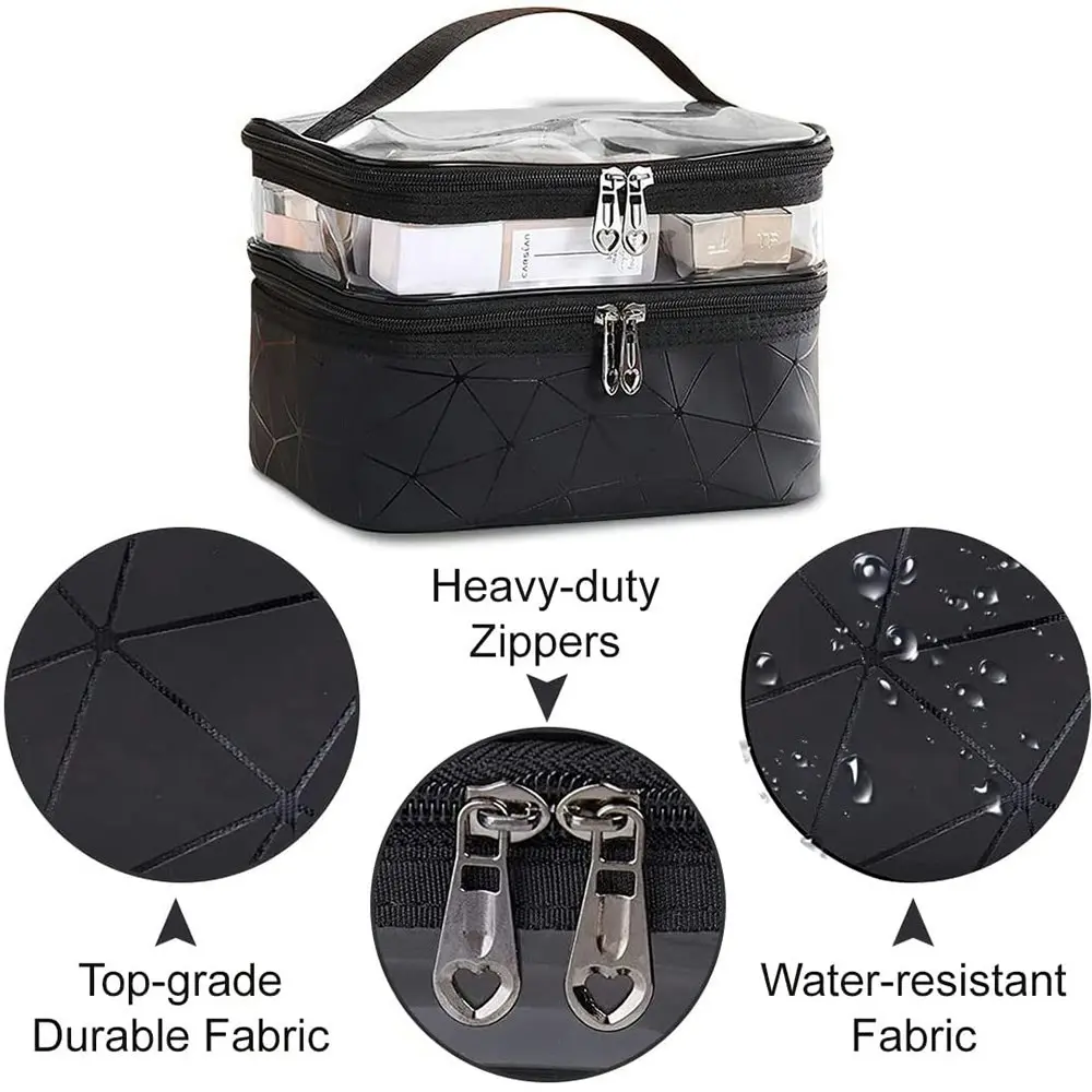 Double Layer Waterproof Travel Makeup Bag Toiletry Bags