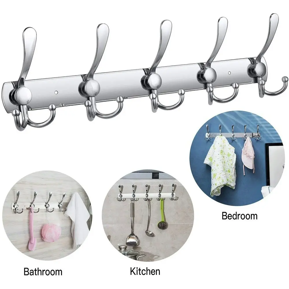 Wall-mounted coat rack heavy stainless steel metal row hook