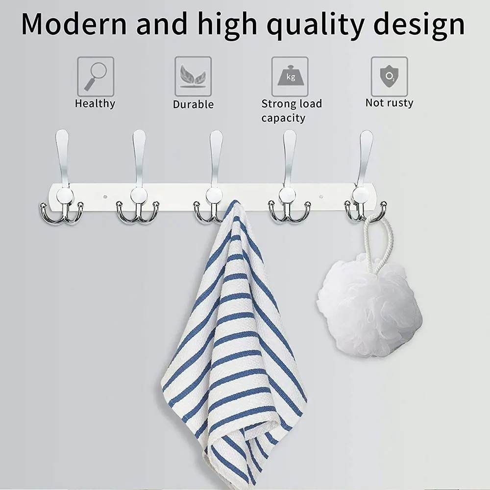 Wall-mounted coat rack heavy stainless steel metal row hook