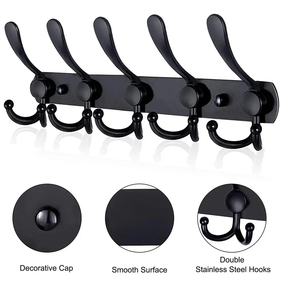 Wall-mounted coat rack heavy stainless steel metal row hook