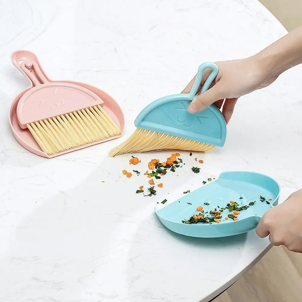 3Pcs Desktop Mini Broom Keyboard Cleaning Brush Broom With Dustpan Set