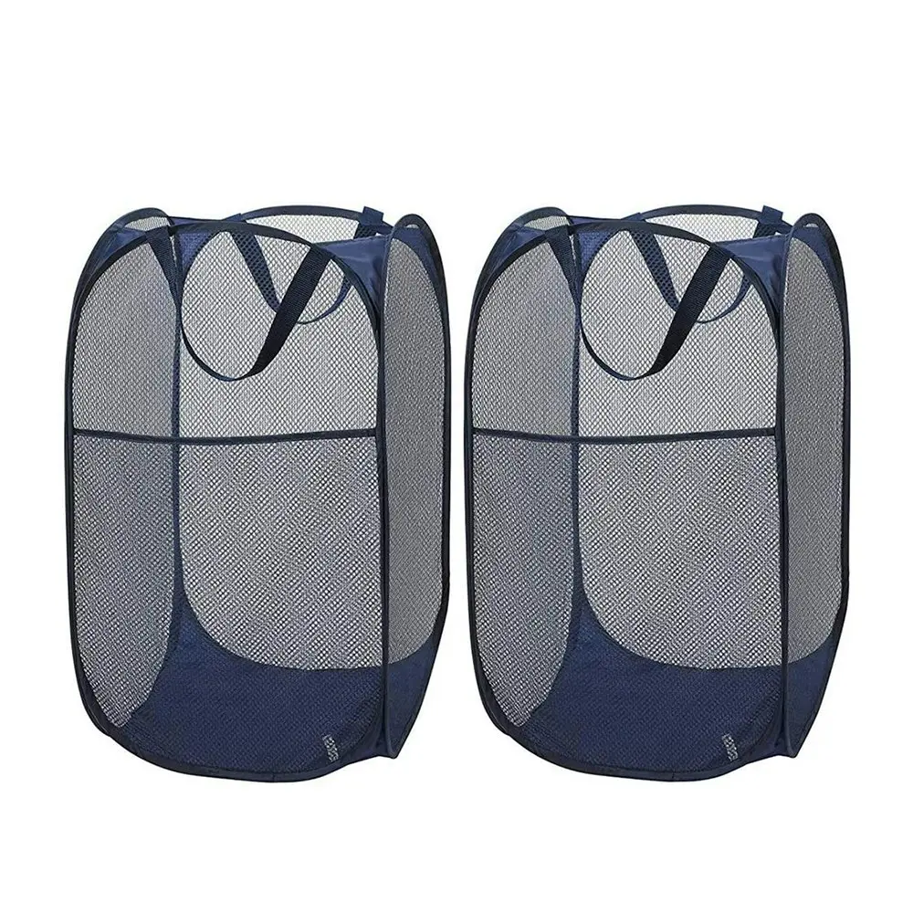 2 Pack Laundry Hamper Foldable Mesh Dirty Clothes Basket with Carry Handles