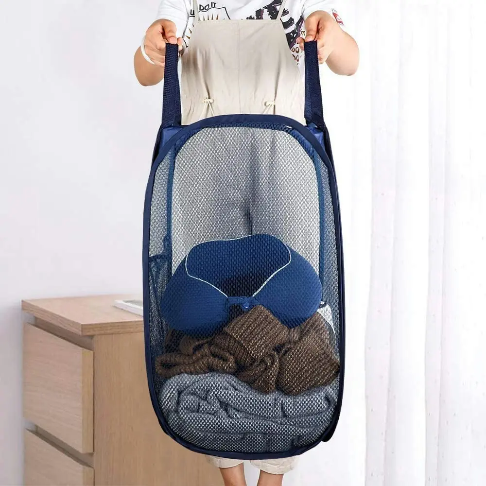 2 Pack Laundry Hamper Foldable Mesh Dirty Clothes Basket with Carry Handles