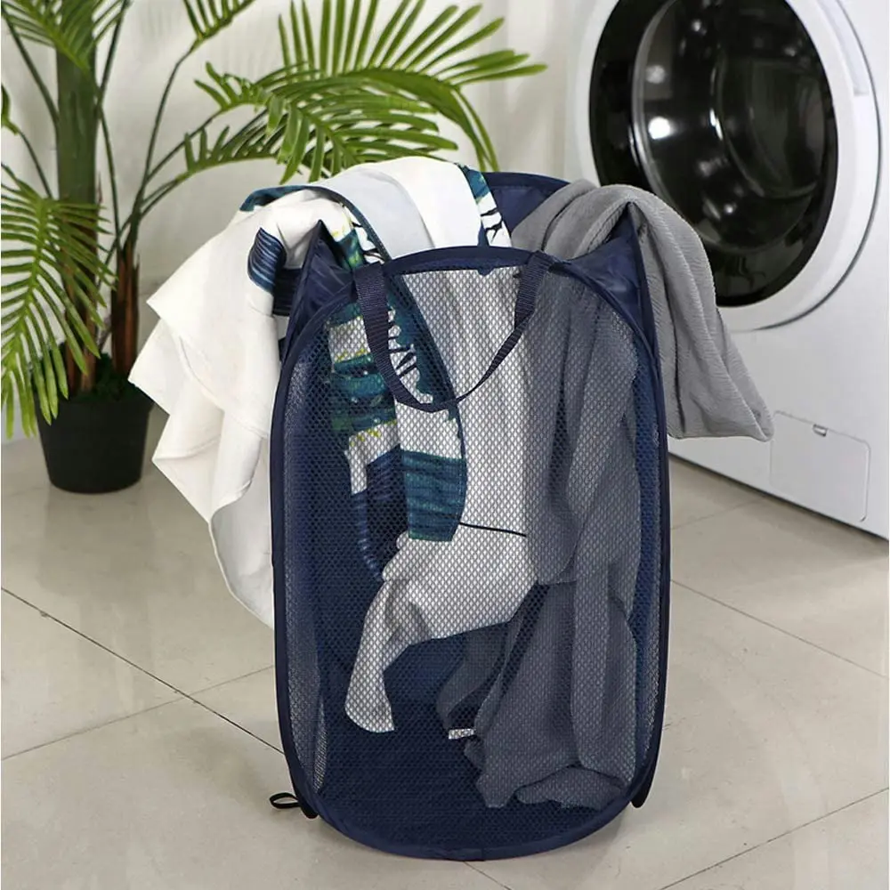 2 Pack Laundry Hamper Foldable Mesh Dirty Clothes Basket with Carry Handles