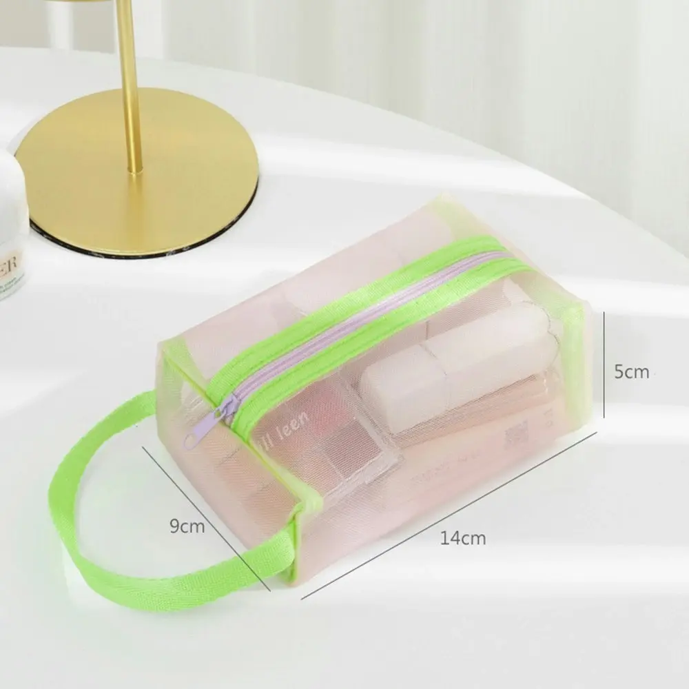 3Pcs Mesh Portable Cosmetic Bag Travel Transparent Wash Bag Portable Storage Bag