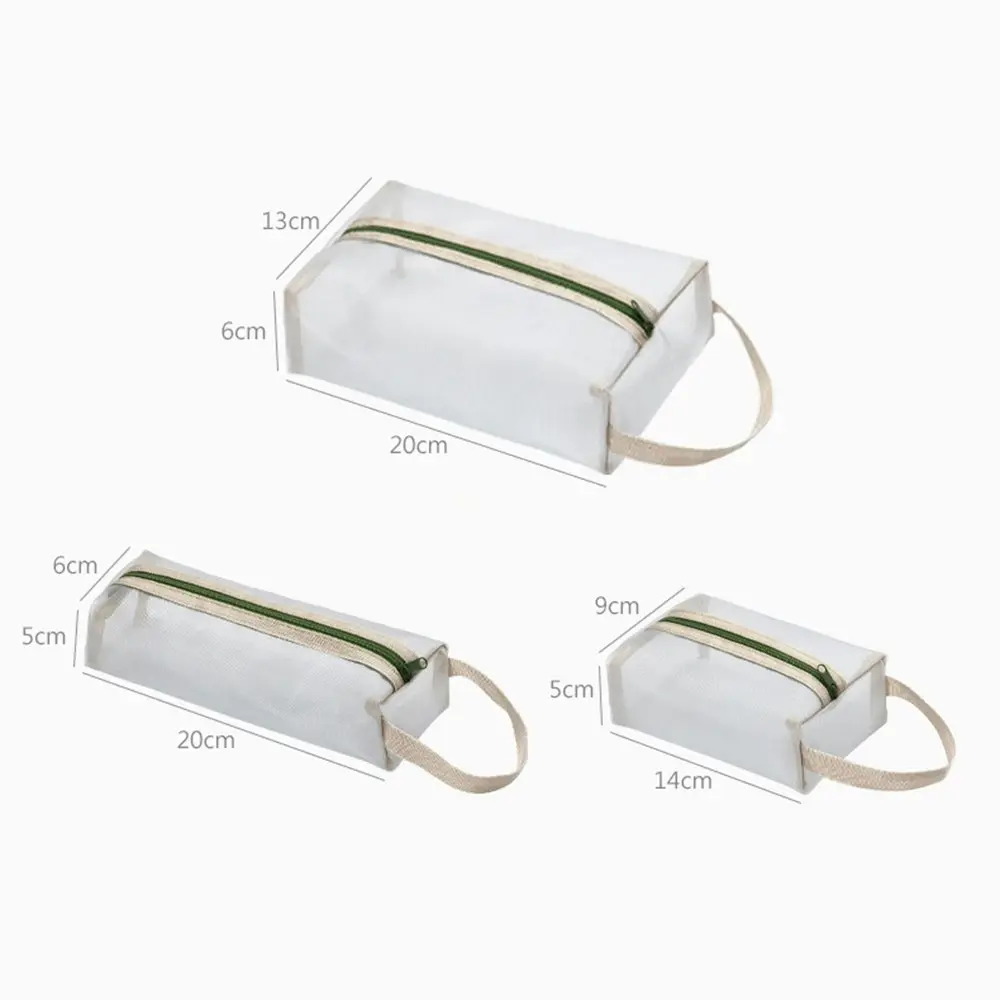 3Pcs Mesh Portable Cosmetic Bag Travel Transparent Wash Bag Portable Storage Bag