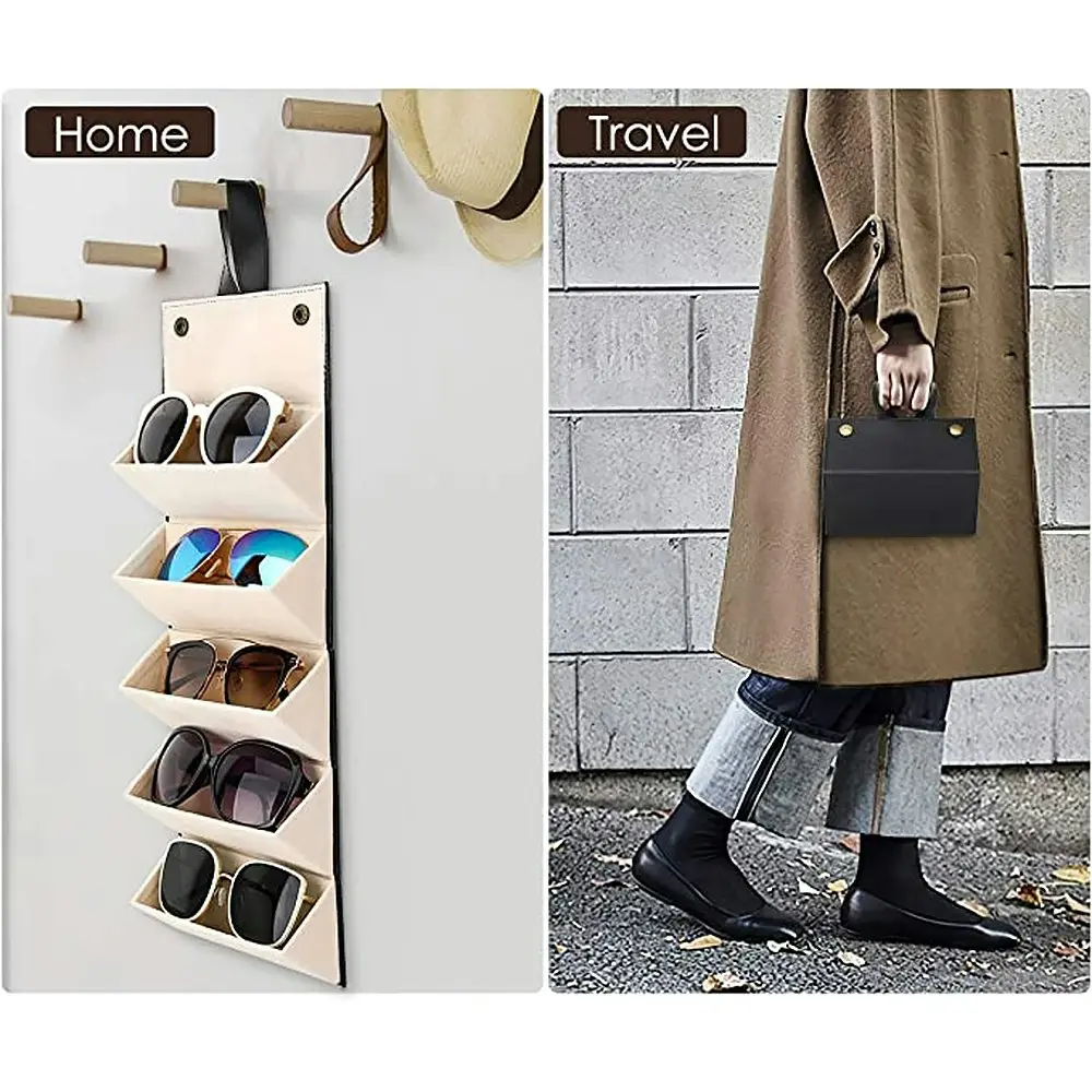 Sunglasses Organizer with 5 Slots Glasses Case Portable Sunglasses Storage Case